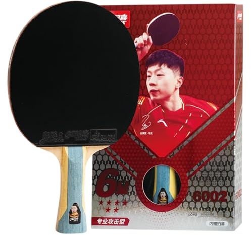 DHS Sports 6 Star Tischtennisschläger H6002 – Shakehand, ITTF zugelassenes Paddel, fortschrittliches, 5-lagiges Holz, dickerer Kern, Hurricane 3 und Tin Arc Gummis