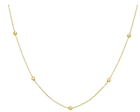 Stfery 9K Gelbgold Damen Kugelkette, Zarte 2.3mm Bead Halskette Echtschmuck, Goldkette 9 Karat Personalisiert