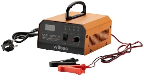 Wiltec Ladegerät 6-12 V, Batterieladegerät mit Variabler Stromstärke 3–10A, 10-150 Ah für Autobatterie Kfz und Motorrad, intelligenter Lader mit LCD-Display und Tragegriff