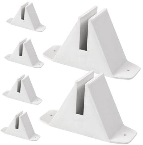 LALAFINA 6pcs White Plastic Fence Base for Christmas Tree and Garden Picket Fence Support, Freestanding Screen Panel Feet, Outdoor Room Divider Stand Base
