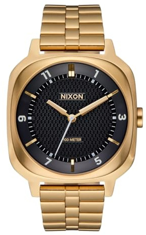 Nixon Fremont 40 Unisex Armbanduhr Gold Schwarz, Quarz Analog Uhr mit Edelstahlgehäuse und Edelstahlarmband, 40 mm, 10 bar wasserdicht, A1444-513-00