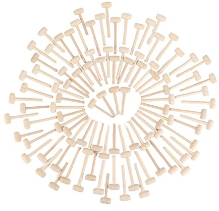 Mini Wooden Hammers Chocolate Portable Breakable Heart Hammer Small Wooden Mallet Kids Birch 100pcs