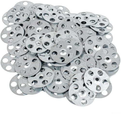 Arandelas planas de acero al carbono con revestimiento de zinc blanco para aplicaciones de respaldo de azulejos, 36 mm de diámetro, 6 mm de grosor, diseño de 6 agujeros (100 piezas)