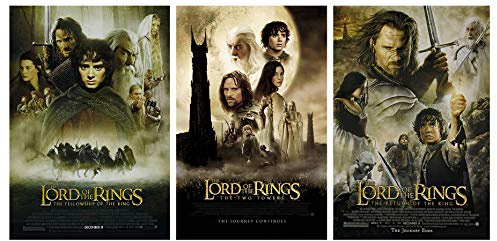 Posterstoponline Filmposter-Set Der Herr der Ringe 1, 2 & 3 – 3 Filmposter in voller Größe, Größe: 68,6 x 99,1 cm