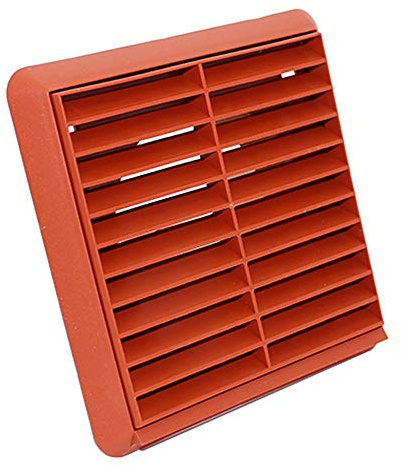 Kair Terracotta 100mm Louvred Wall Vent Grille with Rear Spigot | Push-fit installation, Suitable for bathroom and kitchen extraction, Cover size 100mm