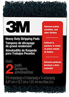 3M Heavy Duty Stripping Pads, 2 Count, 3-3/4 in x 6 in, Tough & Durable, Removes Paint, Varnish, Wallpaper Paste & Other Finishes Without Scratching Or Gouging The Surface (10112NA)