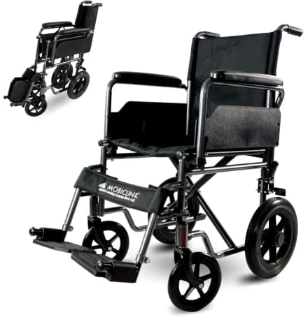 Mobiclinic Premium Faltrollstuh, S230 Sevilla, Europäische Marke, Rollstuhl für Ältere und behinderte Menschen, orthopädisch, Selbstfahren, ultraleicht, mit Fußstützen und abnehmbaren Armlehnen, kleine Räder, Schwarz, Sitzbreite: 46 cm
