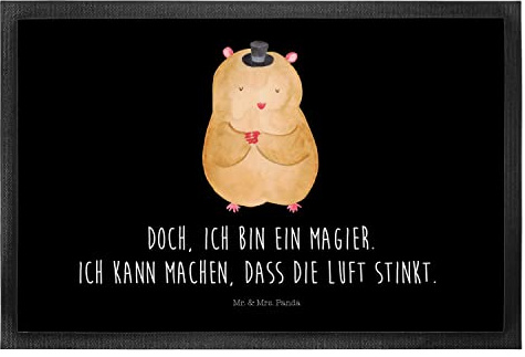Mr. & Mrs. Panda Fussmatte Hamster Hut 50 x 75 cm - Geschenk, Schmutzmatte, fußmatte, Bodenvorleger, Zauberer, Zylinder, Magier, Zwerghamster, Vorleger, Schuhabstreifer, Lustige Sprüche