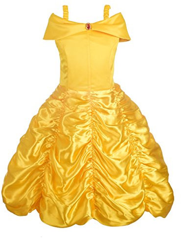 Lito Angels Vestido de Princesa Belle Disfraz la Bella y la Bestia para Niñas Talla 10-11 Años, Amarillo 077