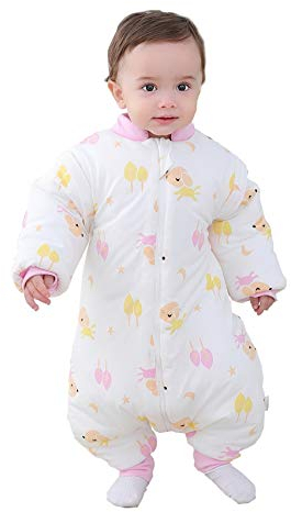 Chilsuessy Kinder Schlafsack mit Füßen 3.5 Tog Baby Winterschlafsack mit abnehmbar Ärmel Winter Schlafsäcke für Junge Mädchen, Pink, 90/Koerpergroesse 90-100cm