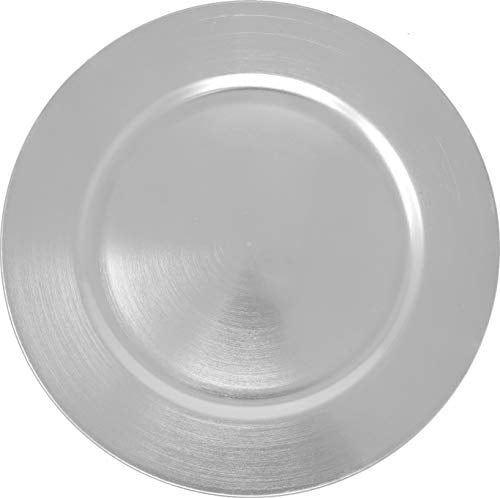 Ms Lovely Metallic Foil Charger Plates - Set of 6 - Made of Thick Plastic - Silver