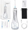 Munddusche Elektrisch Kabellos, SuperUvistare Professional Wasser Flosser Oral Irrigator IPX7 Wasserdicht, Zahnreiniger mit 300ML Wassertank 5 Modi und 6 Düsen, Weiß