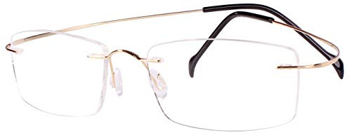 Agstum Reines Titan randloser Rahmen optische Scharnierbrille für Damen und Herren, gold, M