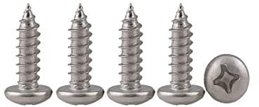 Drenky 100 Pcs Phillips Pan Head Screws 304 Stainless Steel Self-Tapping Screws Self-drilling Wood Screws Standard Cross Groove Full Thread Woodworking Fastener M3 X 10
