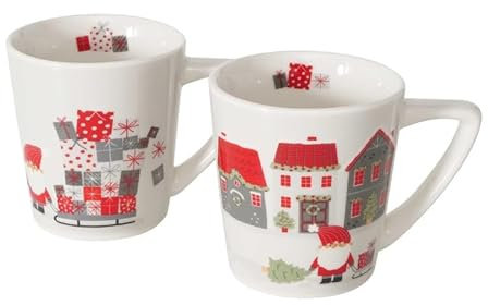 RiloStore Lot de 3 tasses à café en porcelaine Motif pois Rose/rouge/blanc 200 ml