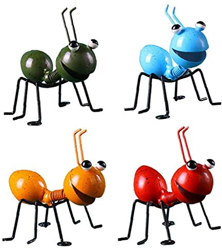 Jardin Art Métal Sculpture Ant Ornement Décor Coloré Insecte Mignon pour Tenture Pelouse Décoration D'intérieur 4pcs Extérieur