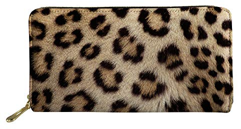 Biyejit Damen-Geldbörse, lang, Leder, Blumenmuster, Handy-Kartenhalter, Clutch, Kapazität Tasche, leopardenmuster, Einheitsgröße, Casual