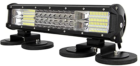 AUXTINGS LED Zusatzscheinwerfer 15 Zoll 216W Dreireihige Punkt Flut LED Arbeits Licht Bar,Magnet Mounting Bracket Sauger Halter für LKW Auto ATV SUV 4X4 Jp Boots Traktor,12V 24V Wasserdicht