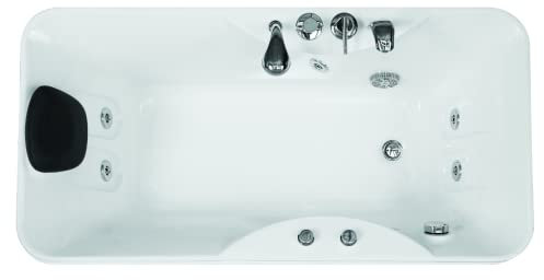 Vente-unique-Baignoire balnéo blanche - 1 place - 140L - 150 x 75 x 54,5 cm - Angle droit - GAVINO