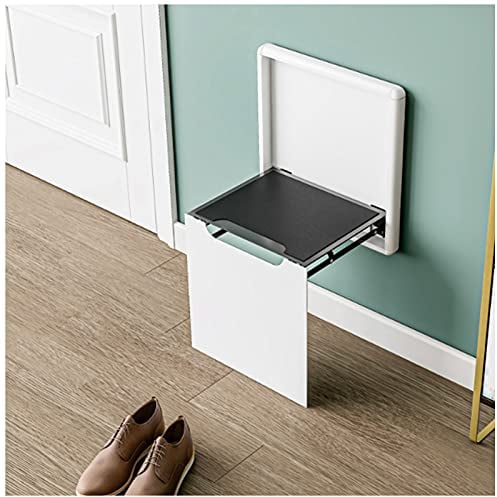 EEUK Klappsitz Wand, Wandklappstuhl Flur Klapphocker Schuhhocker Geeignet für Den Eingang Badezimmer Wohnzimmer Zimmer Büro Schuhhocker zum Platzsparen und Laden von 300 Kg(Color:Weiß)