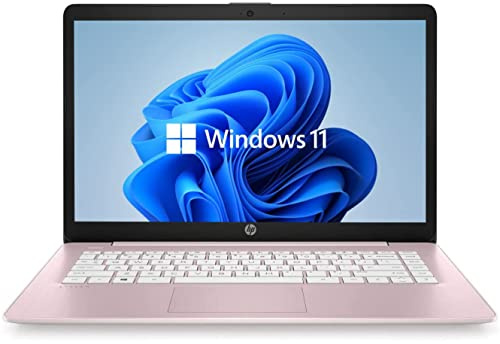 HP 14 HD Laptop, Windows 11, Intel Celeron Dual-Core Processor Up to 2.60GHz, 4GB RAM, 64GB SSD, Webcam, Dale Pink (Renewed)