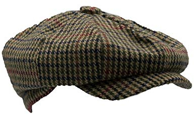 WALKER AND HAWKES Unisex Bakerboy-Ballonmütze aus Wolle - 8-Panel-Konstruktion - Braun kariert - L (59cm)