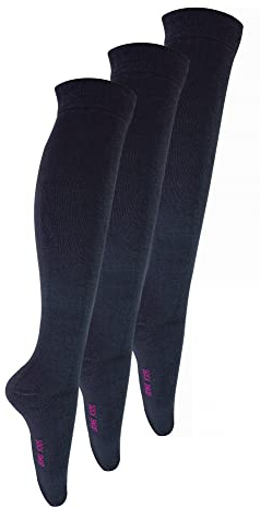 3 Pair Multipack Girls Knee High Bamboo Socks | Sock Snob | Plain Long School Socks for Kids