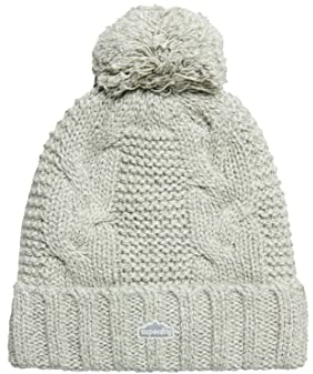 Superdry Damen Vintage Cable Beanie Baskenmütze, gris claro,