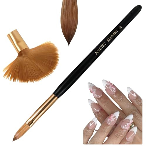 Acryl Pinsel für Nägel Aokitec 100% Sable Kolinsky Nagelpinsel #14 Geeignet für den professionellen Acrylpinsel für Nägel Holz Nail Art Pinsel für Acryl Anwendung Maniküre Werkzeug