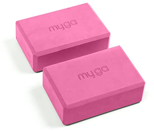 Myga Yoga Blocks - Pair of High Density Foam Bricks for Yoga, Pilates and Fitness for Balance, Support & Flexibility - Non Slip, Lightweight & Durable Foam Blocks for Home, Gym & Travel (Plum)