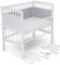 FabiMax Baby Beistellbett für Boxspringbett, TÜV geprüft 2022, inkl. Matratze und Nestchen aus Netzstoff, Buche massiv weiß, Air/graue Würfel