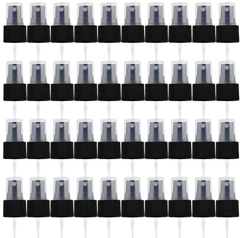 FERCAISH 40 Pcs Spray Bottle Tops Heads, Spray Bottle Replacement Pump Oils Spray Tops Reusable Dispenser tops Fine Mist Sprayer Cosmetic Spray Bottle(24 Caliber-Black)
