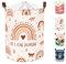 Clastyle 45L Regenbogen Rosa Wäschekorb Kinderzimmer Schmetterling Rund Kleidung Spielzeug Aufbewahrung für Kinder, 36x45 cm