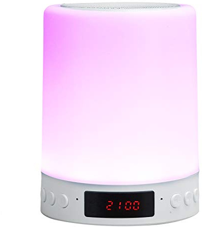 Bedside Lamp with Bluetooth Speaker, Home Touch Control Table Lamp, Dimmable Color Changing RGB, with Alarm Clock & Wireless Bluetooth, Gift for Childrens/Friends