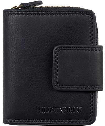 Hill Burry Geldbörse - Unisex | Echtes Leder | Robuste Verarbeitung und hervorragendes Handling | Professionelles Portemonnaie | Viele Fächer 5026 Black