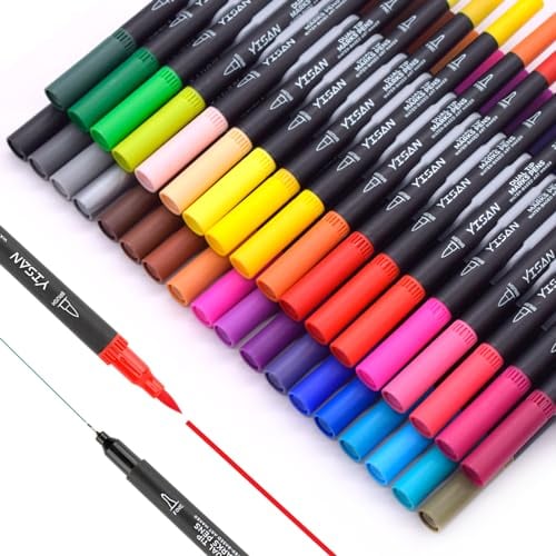 YISAN Dual Brush Pens Set,Fineliner Pinselstifte,Filzstifte 36 Farben Zeichnung Stifte, Fine Point Farbige Journal Stifte für Künstler,Handlettering,70771