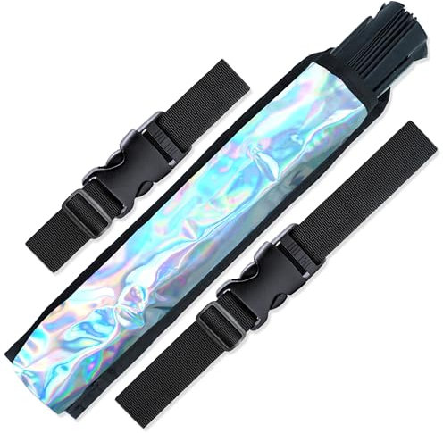 SoJourner Bags Rave Fan Holster - Hand Fan Holder & Thigh Holster for Festival Essentials - Holographic Silver