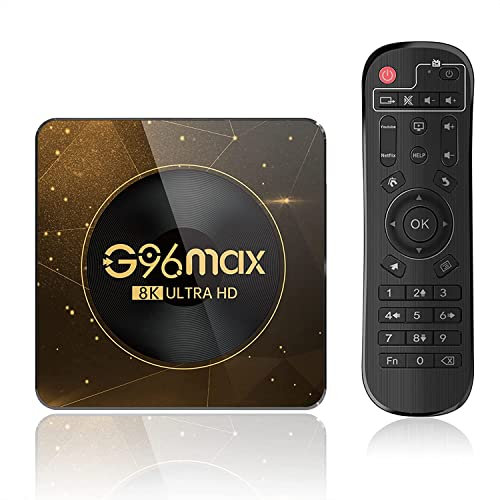 SXGCH Android 13.0 TV Box, G96 MAX Smart Android TV Box con RK3528 Quad-Core 64Bit Cortex-A53 CPU, Soporte 8K HDR 10+/3D/2.4Ghz 5Ghz WiFi 6 /100M Enternet/Bluetooth 5.0,4gb+64gb
