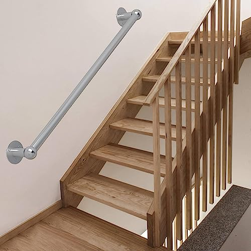 Handläufe für Treppen Edelstahl Treppen-Handlauf Schwarz Silber Gold Im Freien Innen Stufen Haltegriffe Für Ältlich Wandhalterung Modern Stützstange Mit Hardware, 1-6 M Lang ( Color : Silver , Size :