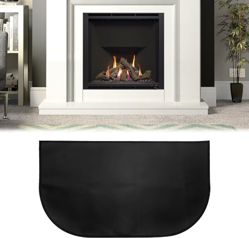 Lotvic Kaminbodenplatte, Funkenschutzplatte Für Kaminofen, Feuerfeste Kaminmatte, Feuerfeste Matte Flammschutzmatte Zum Schutz des Bodens Vor Funken, Silikon 102 x 50 cm, Schwarz