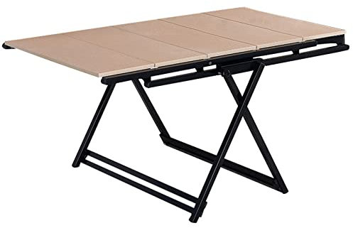 Multifunktionaler Klapptisch, Küchentisch, platzsparend, verformter Esstisch aus Holz, 5-lagiges Bücherregal, für Esszimmer, Küche, Wohnzimmer, Balkon (Ahorn)/Ahorn