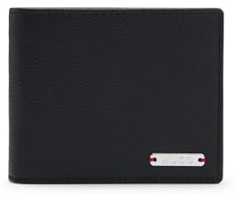 HUGO Hommes Nyxo Trifold Portefeuille à trois volets en cuir grainé avec plaquette logotée