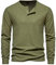 MakingDa Henley T Shirt Mens Long Sleeve Slim Fit Waffle Grandad Collar 4 Button Jumper Tops Smart Casual Collarless Shirts-Army Green-XL
