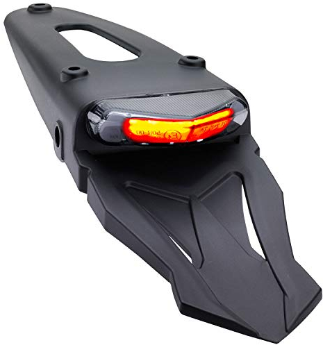 Germany Motorsports Motorrad LED Rücklicht Bremslicht Kennzeichenleuchte Triangle e-geprüft schwarz (Stealth, Mit Halter)