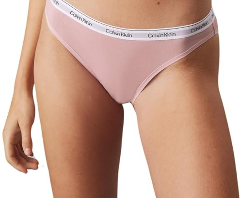 Calvin Klein Women’s 3 Pack Cotton Bikini Briefs with Stretch, Multicolor (Syrah/Subdued/Prairie Peach), S