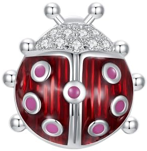 Qings Marienkäfer Anhänger Charm Glow in the Dark 925 Sterling Silber Leuchtende Rot Tier Ladybug Charms Bead für Europäische Armbänder und Halsketten für Frauen Mädchen