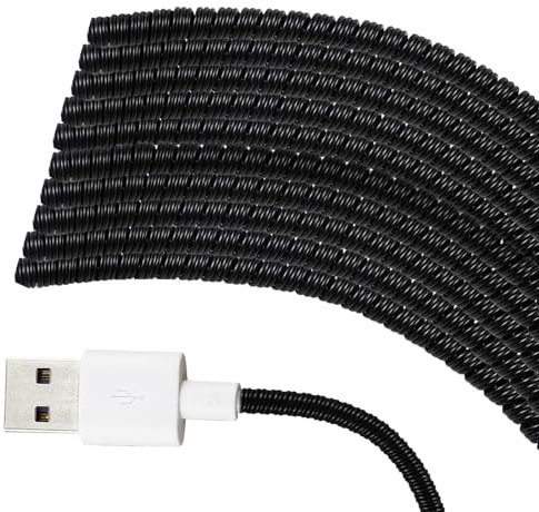 Frienda 10 Pcs Spiral Cable Protector, Chargers Cord Protector Data Cable Protective Sleeve Headphone Saver Charger Protective Data Lines Cover for Phone USB Prevent Pets from Biting(Black)