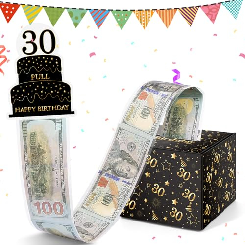 WenmthG Lustige Geldgeschenke Geburtstag 30, DIY Überraschungsbox, 30. Geburtstag Spardose für Bargeld Geschenk Ziehen, Geschenkbox zum 30. Geburtstag Mann Frau