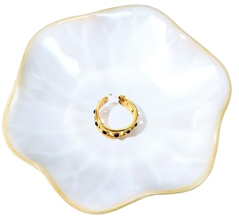 ZYDYRX Vassoio Gioielli Foglieloto Bianco Vassoio Gioielli Ceramica Vassoio Chiavi Vassoio Anelli Ceramica 11 × 11 × 3cm Adatto per Gioielli Gioielli Vassoi Decorativi per Gioielli