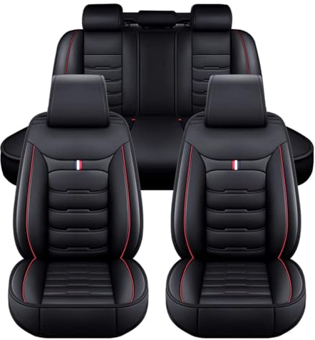LECREA Auto Sitzbezüge Set für BMW F10 E36 E39 E30 X3 E83 E90 E60 X5 E53 F30 E34 X5 E70 2000-2023, Allwetter PU Leder Autositzbezüge, 5 Sitzer Autositzschoner Vorne und Hinten, Wasserdicht